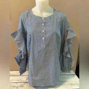 7 For All Mankind Striped Blouse, size XS, $128 Retail - NWT - Picture 1 of 7