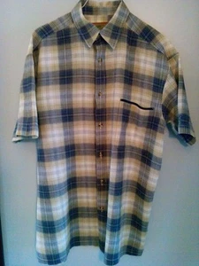 Horny Toad Men's Sz Small 100% Cotton Blue Plaid Button-Front Short Sleeve Shirt - Picture 1 of 10
