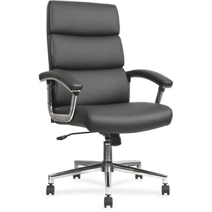 Lorell Hi-Back Chair, Leather/Black - Picture 1 of 1
