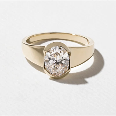 14k Yellow Gold Diamond Ring Oval 1.50 Carat IGI GIA HRD Lab Created Sizable - Image 1 of 4