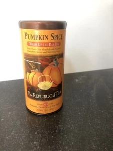 Republic of Tea Pumpkin Spice Black Ginger Cinnamon Nutmeg 50 Bags NEW - Picture 1 of 3
