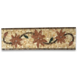 B0067P Marmor Mosaik Rand Liste Fliese Fatsia rot 5,9x19,7 poliert - Bild 1 von 8