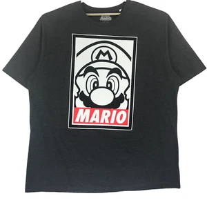 Super Mario Graphic T-Shirt Men's 3XLT Gray Poly Cotton Short Sleeve Pullover - Picture 1 of 6