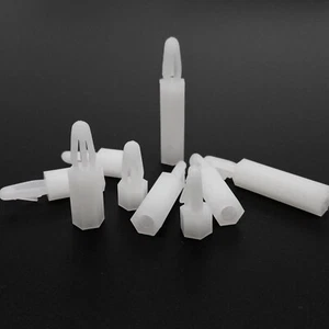 25pcs M3 Hex Nylon Plastic Standoff Spacer Push Snap in Fixed PCB Board 4mm Hole - Picture 1 of 9