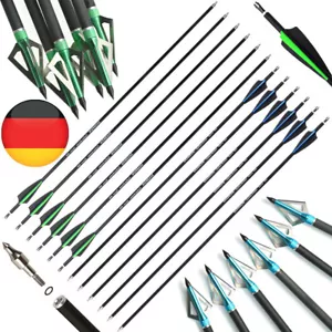 12X 30" Carbonpfeile SP500 Klinge Pfeilspitzen Recurve Bogen Compound Bogen Jagd - Photo 1/18