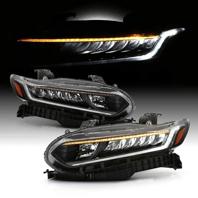 For 2018-2022 Honda Accord Full LED Headlights w/ DRL Light Bar Black Housing - Image 1 of 4