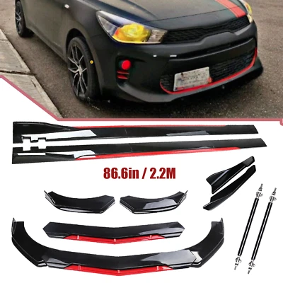 For Kia Rio Front Bumper Lip Splitter Spoiler Rear lip Glossy Black Body Kit Foto 1 de 4