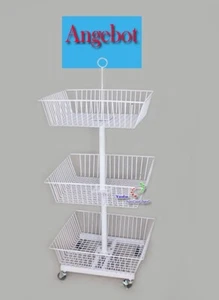 3er Gitterkorb Wühlkorb Verkaufständer Warenständer inkl. 4 Rollen - Bild 1 von 7