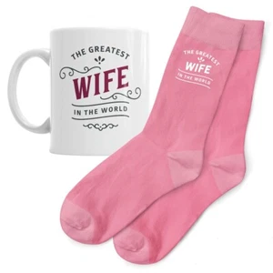 Wife Gift Mug Socks Present for Birthday Christmas Xmas Keepsake Wife Gift Idea - Picture 1 of 20