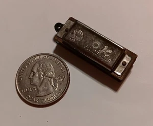 Vintage Golden Cup OK Mini Harmonica Silver Toned 4 Note Plays Charm Pendant - Picture 1 of 5