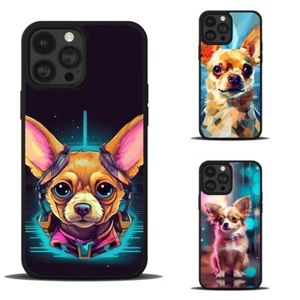 For iPhone 6 7 8 11 12 13 14 15 pro max Cases neon chihuahua design - Picture 1 of 25