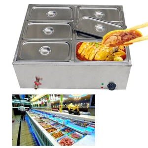 Food Warmer Buffet Electric Server 6 Tray Large Bain Marie Stainless Steel - New - Picture 1 of 8