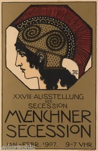 Impresión en lienzo giclee vintage de la Secesión de Muenchner 1907 11x17 - Imagen 1 de 2