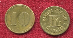 Romania 1930s 10 lei "FL" CIUGHIES Canteen factory,rare brass counter / token - Picture 1 of 1