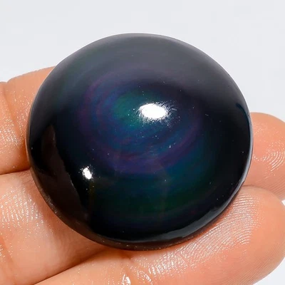 Cabujón redondo natural para hacer obsidiana ojo arco iris 66,50 quilates 29X29X10 mm Foto 1 de 4