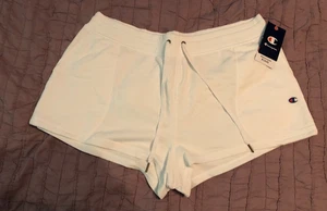 Champion Camus French Terry feuchtigkeitsableitende Fitnessshorts Damen 2XL weiß neu mit Etikett - Bild 1 von 7