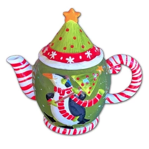 Debbie Mumm, Small Colorful Penguin Christmas Teapot, 3 Cup Capacity - Picture 1 of 4