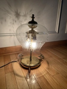 Vintage Foyer Bell Jar Three Light Lamp Flush Mount Etched 16" - Picture 1 of 13