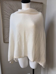 Lilly Pulitzer 100% Kaschmir vielseitig Kleid Topper Poncho Pullover Wickel Creme - Bild 1 von 5
