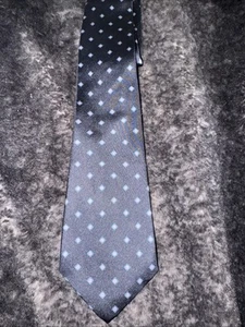 Andhurst Mens 100% Silk Tie Necktie Navy Blue With Squares - Picture 1 of 7