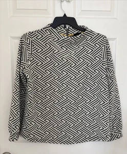 W5 Pullover Damen Large weiß schwarz Geometrisches Muster Baumwolle Polyester Reißverschluss hinten - Bild 1 von 4
