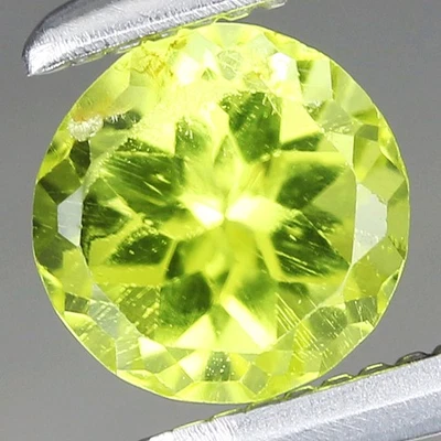 0.48ct t.w 4.9mm Round Natural Unheated Untreated Green Peridot, Myanmar - image 1 of 4