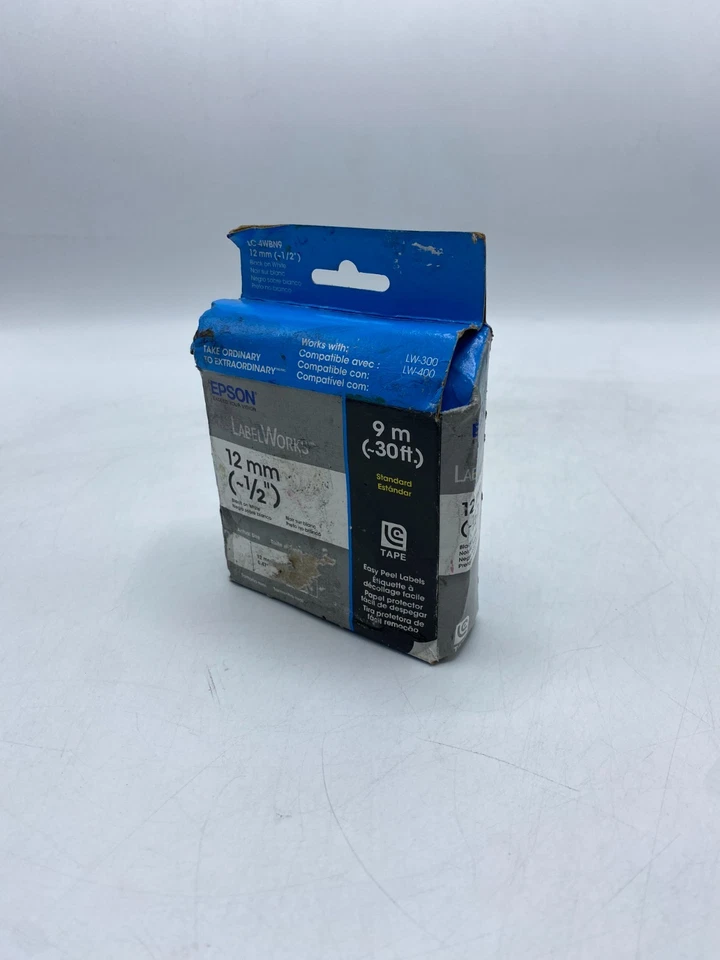 LC4WBN9 OEM Epson Black On White Tape. Minor Damaged Box - Image 1 of 1