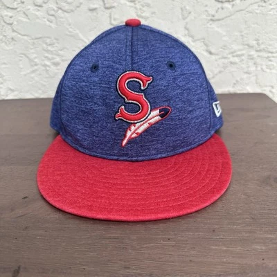 New Era Spokane Indians Cap Hat Mens Fitted 6 7/8 Blue Red MiLB Minors Baseball - Image 1 of 4