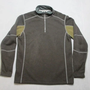 Kuhl Sweater Mens Large Brown Green Revel Kashmira Fleece 1/4 Zip Outdoor Hiking - Picture 1 of 11