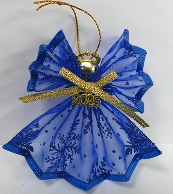 Adorno de ángel copo de nieve azul y dorado 2025 nuevo hecho a mano Foto 1 de 3