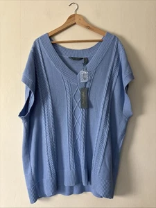 Ruth Langsford Blue Cable Knit Oversized Tank Top Size 2XL Approx UK 20 NWT - Picture 1 of 10
