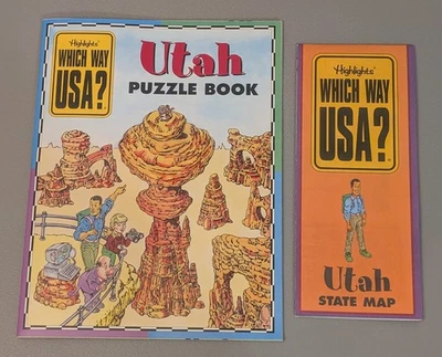 UTAH Highlights Which Way USA? Puzzle Book & State Map - Homeschool 90s Kid - Image 1 of 4
