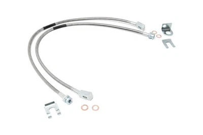 Rough Country Front Stainless Brake Lines for 87-06 Jeep TJ/YJ/XJ | 4-6" - 89702 - Image 1 of 3