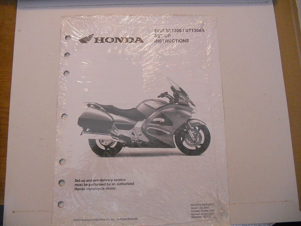 NOS Honda Set Up Instructions Manual 2003 ST1300 ST1300A - Imagem 1 de 1