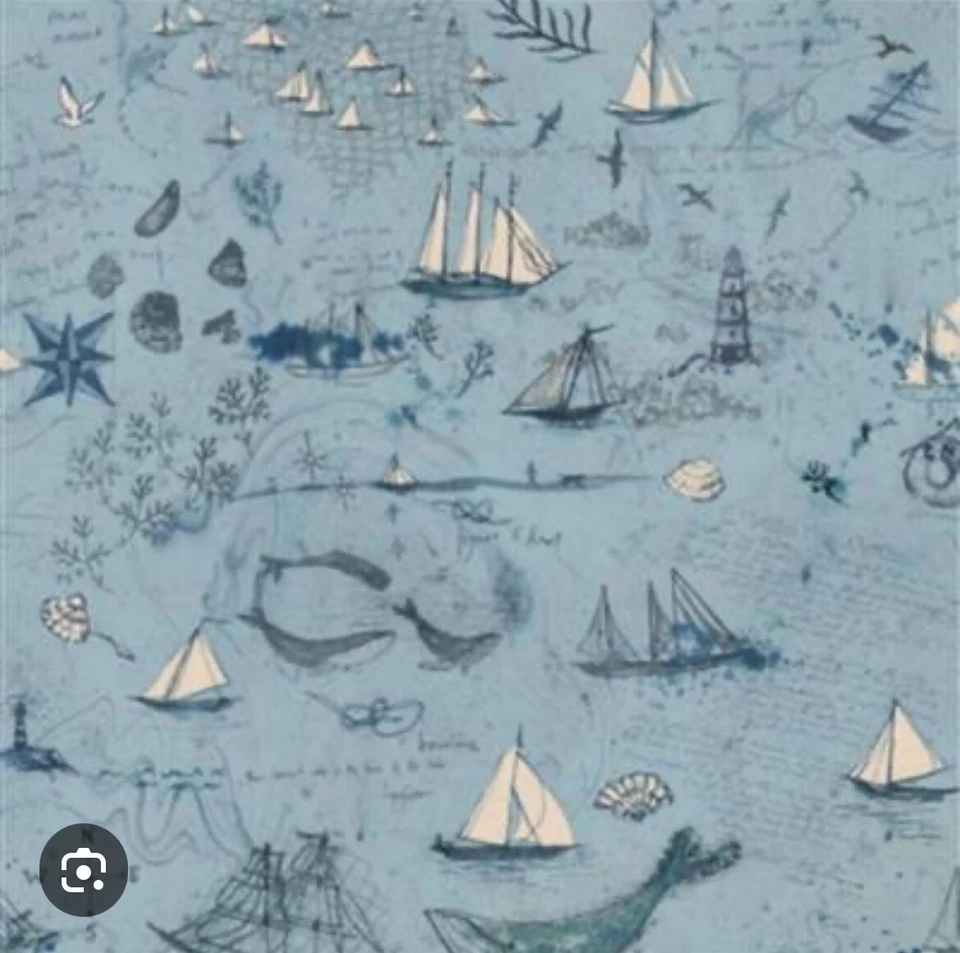 Fabric 100 % Cotton MODA Longshore by Deb Strane -Blue 24618-13 - Image 1 of 1