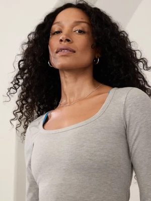 Camiseta Athleta L GRANDE Signature Rib gola quadrada, cinza urze casual nova com etiquetas - Imagem 1 de 4