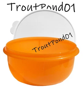 TUPPERWARE Mezclador Grande Fondo Plano 12 Tazas Grande Naranja con Tapa Blanca Sello - Imagen 1 de 2