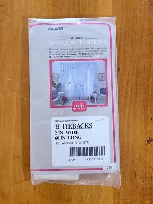 VTG Sears Spindrift Window Fashions Curtain Tieback (B) 60" X 2" Antique White - Image 1 of 4