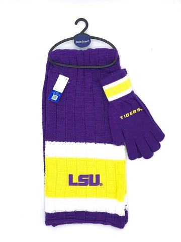 LSU TIGERS NCAA Knit Scarf & Gloves Set Cover