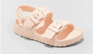 NEW Toddler Girls Blush Easy-On Ade Footbed Sandals Cat & Jack Size 5 - Picture 1 of 3