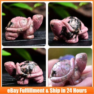 Natural Rhodonite Quartz Longevity Turtle Crystal Carved Energy Healing Gem Gift - Picture 1 of 4