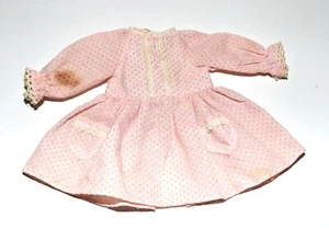Pink Polka Dot White Lace Pleated Full Skirt Dress for Medium Doll Distressed - Picture 1 of 6