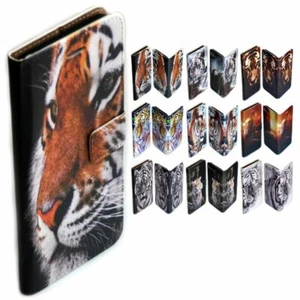 For HTC Series Case - Tiger Print Theme Wallet Mobile Phone Case Cover - Picture 1 of 10