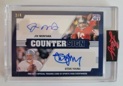 2021 PRO SET COUNTERSIGN DUAL AUTO JOE MONTANA / STEVE YOUNG #2/4   ONLY 4 EXIST - Image 1 of 4