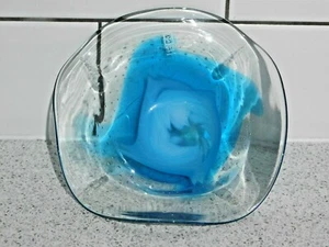 MDINA GLASS MOON BOWL "ROUGH SEAS" DESIGN MALTA APPROX 18cm DIAMETER - Picture 1 of 5