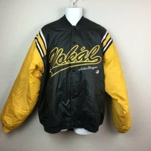 Vintage Vokal Men's Coat Jacket Allstar League Embroidered Logo Black Yellow XL - Picture 1 of 8