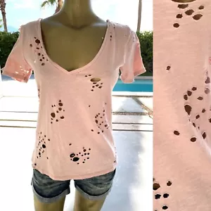 Distressed Bubblegum rosa Baumwoll-T-Shirt Größe Small - Bild 1 von 9