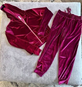 Womens Fabletics Plush Velour Loungewear Top & Pant Burgundy Color Small New - Picture 1 of 4