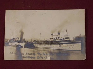 SS United States SS Theodore Roosevelt Michigan Great Lakes Ship RPPC Postcard - Picture 1 of 3