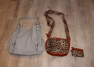 2 Taschen, L.Credi grau und Leoparden, animalprint Umhängetasche, Schultertasche - Bild 1 von 1